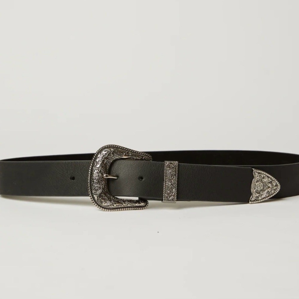 Black B-low The Belt with large Silver Buckle - Picture 2 of 5